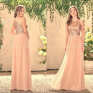 Rose Gold Sequin Dress Gown, Size 8-12